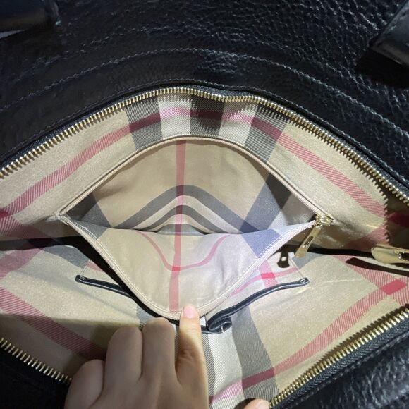 BURBERRY Black Canvas Leather Logo BSX Stowell Travel Tote Bag Purse - Picture 14 of 16